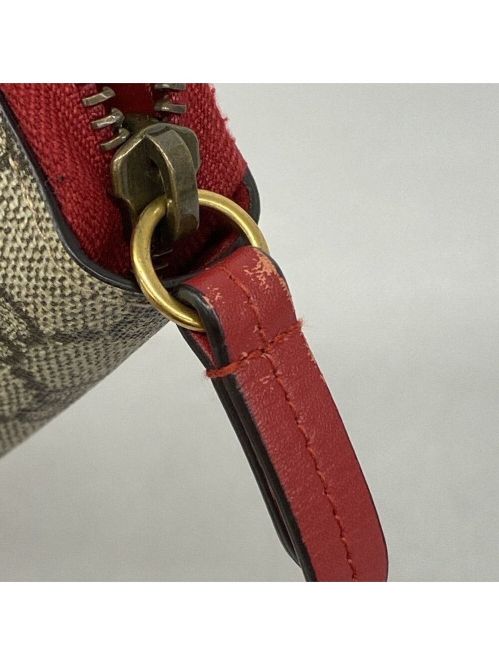 Gucci Wallet GG Supreme Cherry Beige Red Gold - Picture 7 of 9